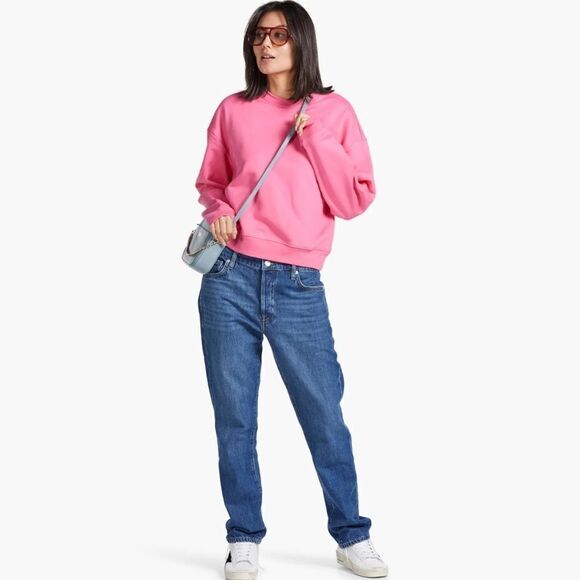 Frame Denim Oversized Crew Hot Pink Long Sleeve Sweatshirt - Picture 5 of 16